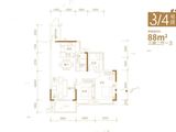 铁投玫瑰园_3室2厅1卫 建面88平米