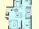 恒大悦府_2室2厅1卫 建面107平米
