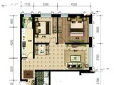 融创四季印像_2室1厅1卫 建面104平米