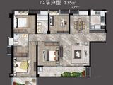 中铁城江督府二期江上_4室2厅2卫 建面135平米