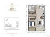 招商前海领尚公馆_1室1厅1卫 建面63平米